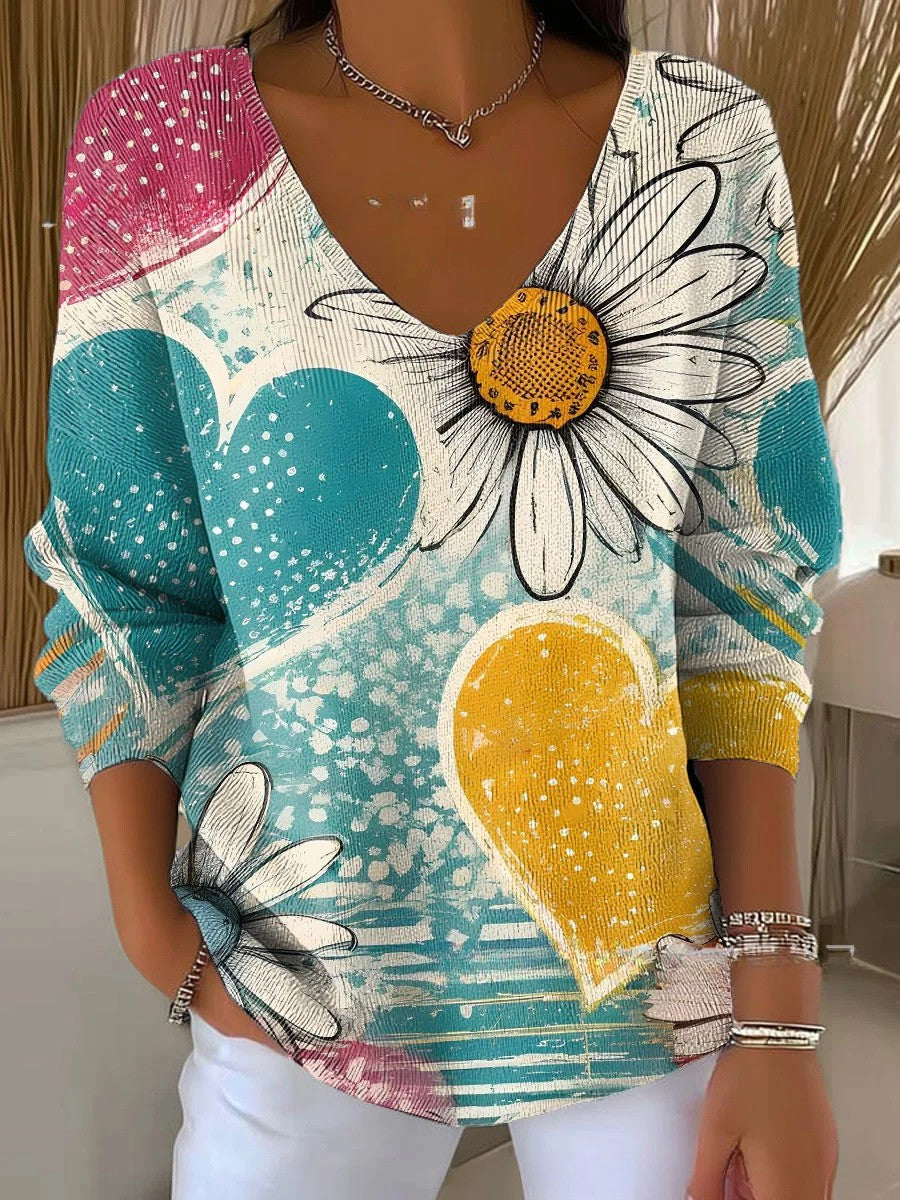 Béatrice – Kleurrijke trui met V-hals