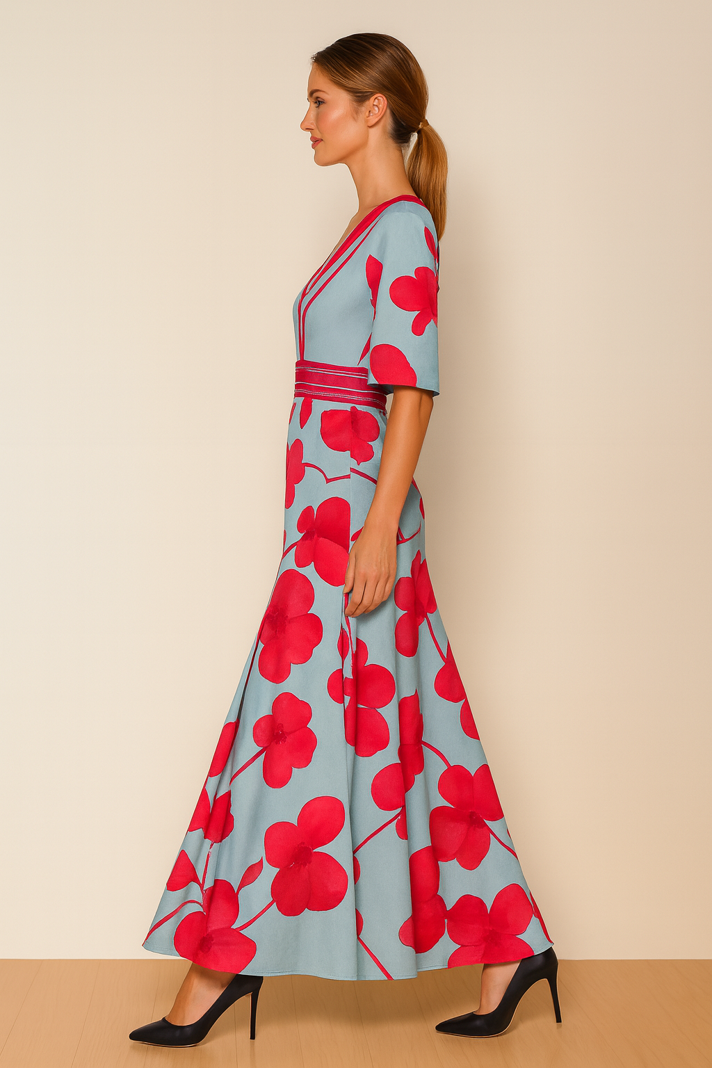Xenovia – V-Neck Floral Maxi Dress
