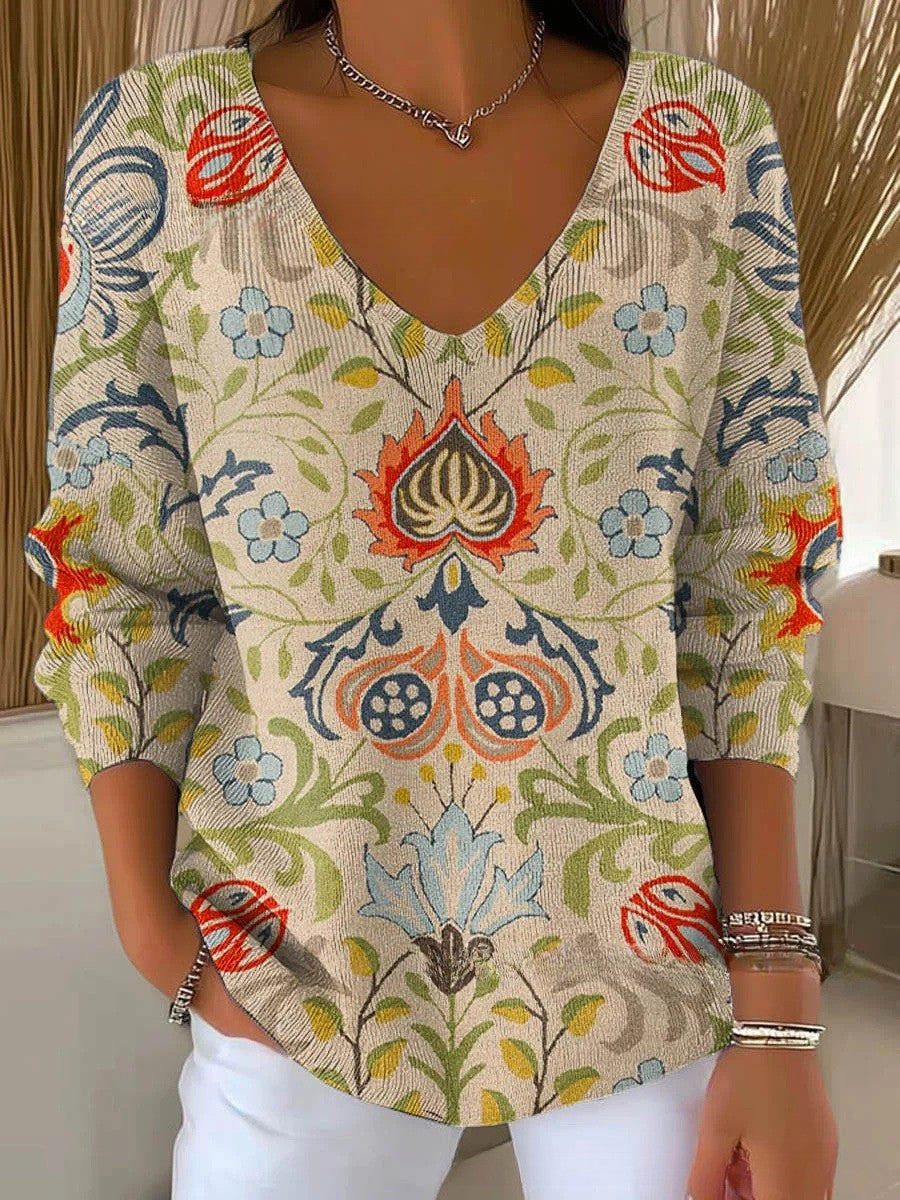 Béatrice – Kleurrijke trui met V-hals