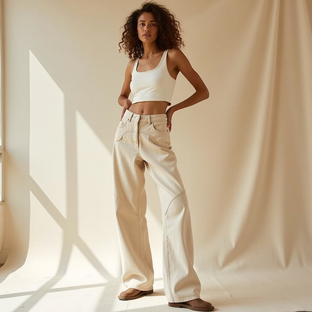 Félicité – Beige leren broek