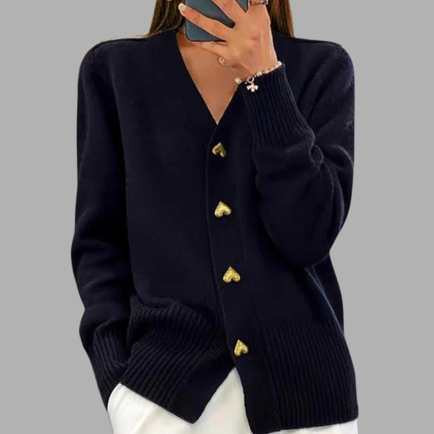 Lovas  | Gebreide vest met hartknopen