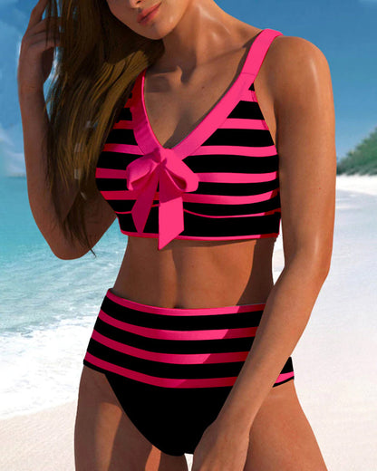 Lula - Hoge taille gestreepte bikini