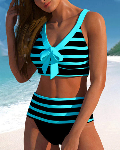 Lula - Hoge taille gestreepte bikini