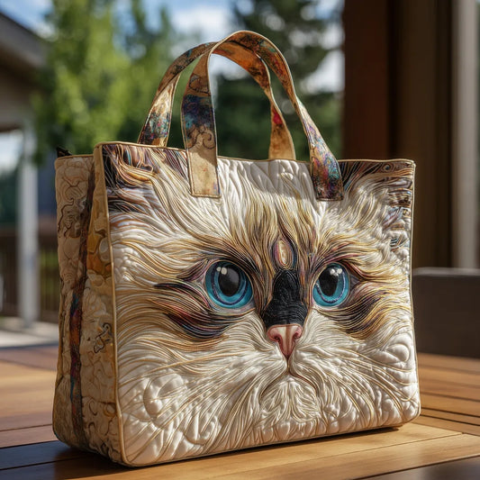 Ambachtelijke Tas Witte Kat met Blauwe Ogen