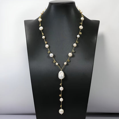 Elvire – Luxe Keshi Parel Y-Ketting