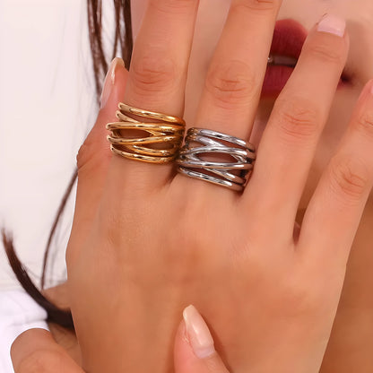 Auriane – Gelaagde roestvrijstalen ring