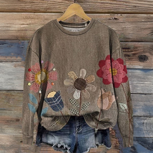 Vintage Sweatshirt Met Bloemenprint