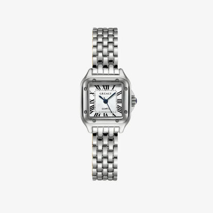 Elegante gouden horloge met subtiele schakelstructuur