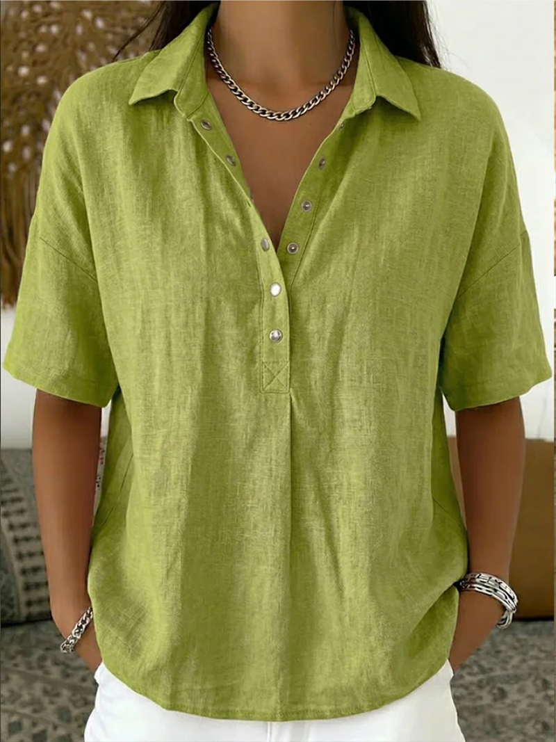 Lovas Mode | Blouse met kraag en knoopdetail