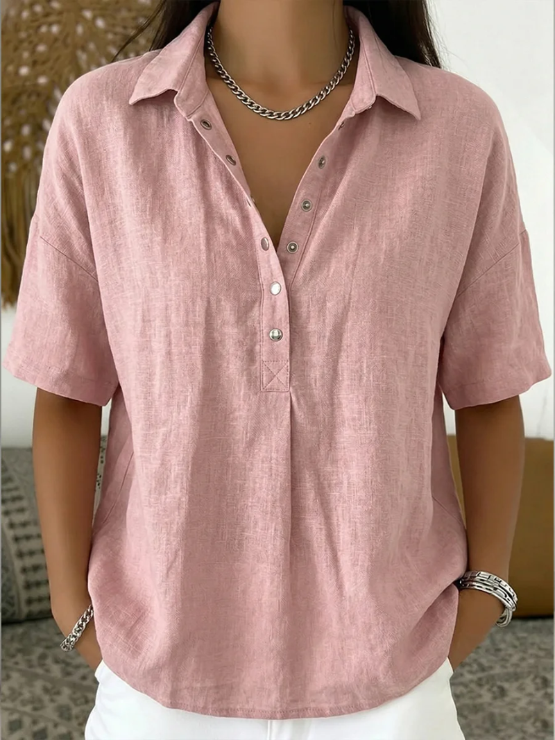 Lovas Mode | Blouse met kraag en knoopdetail