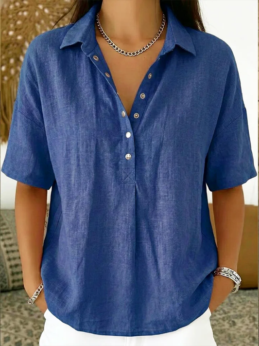 Lovas Mode | Blouse met kraag en knoopdetail