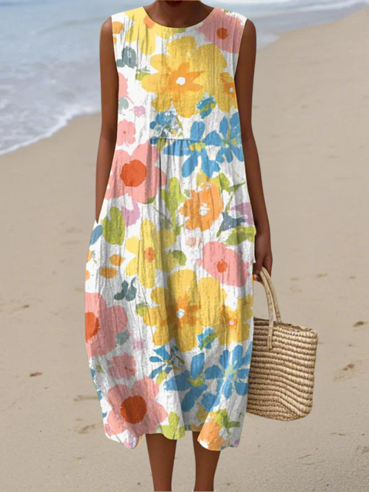 Ella | Midi Jurk Bloemig Pastel