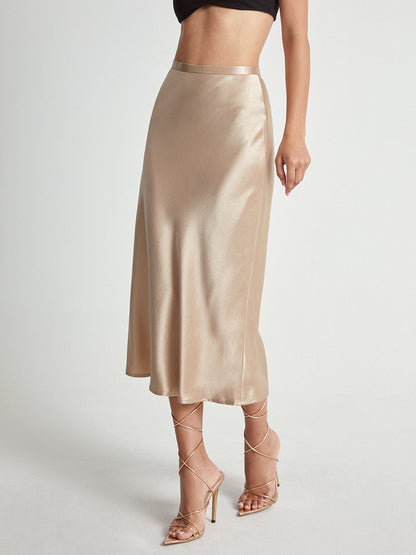 High Waist Satijnen Flowy Midi Rok