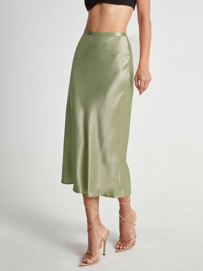 High Waist Satijnen Flowy Midi Rok