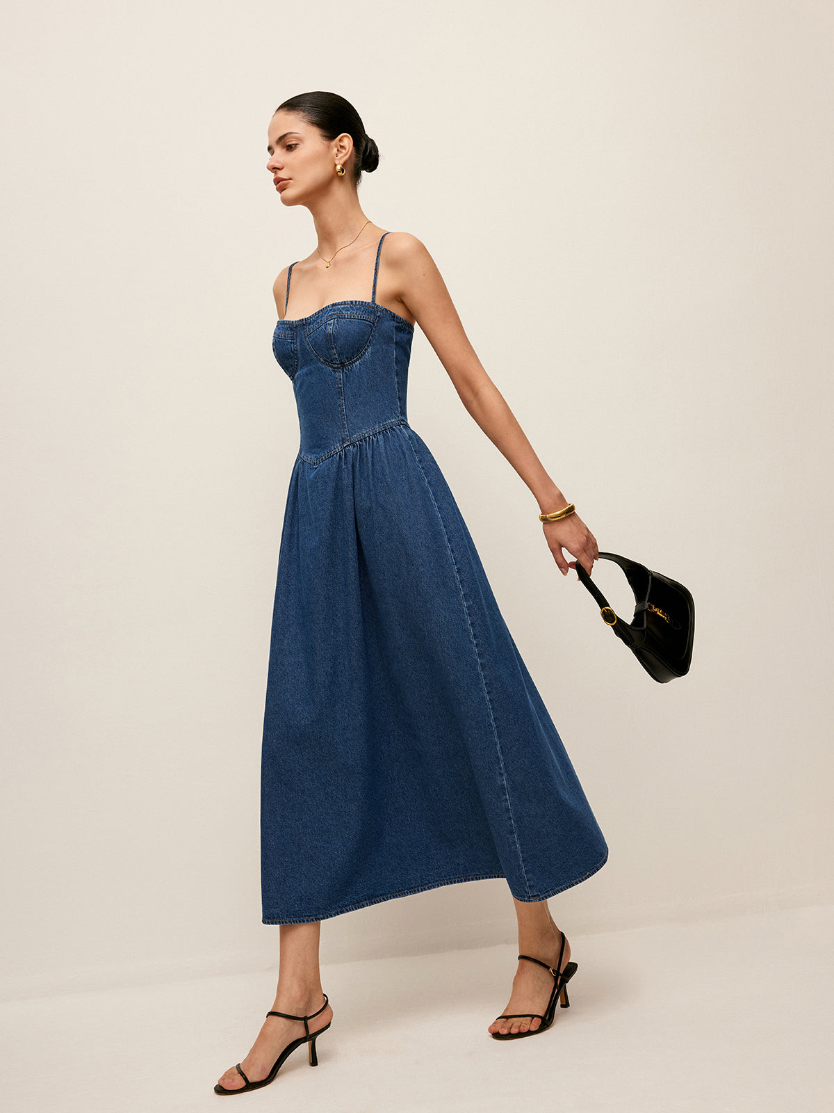 Denim Corset Maxi Jurk – Elegance Editie
