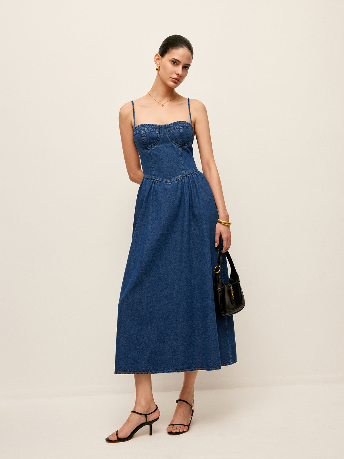 Denim Corset Maxi Jurk – Elegance Editie