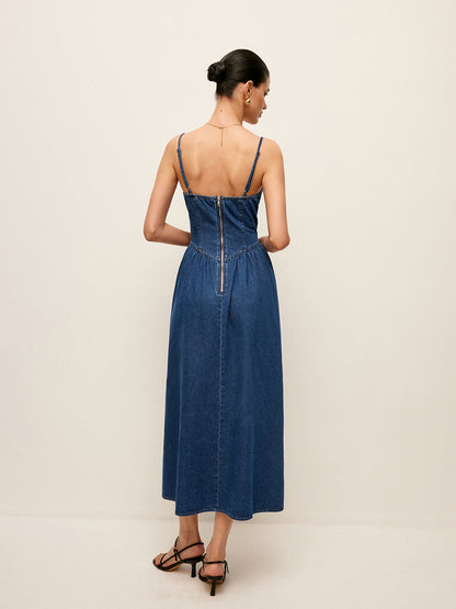 Denim Corset Maxi Jurk – Elegance Editie