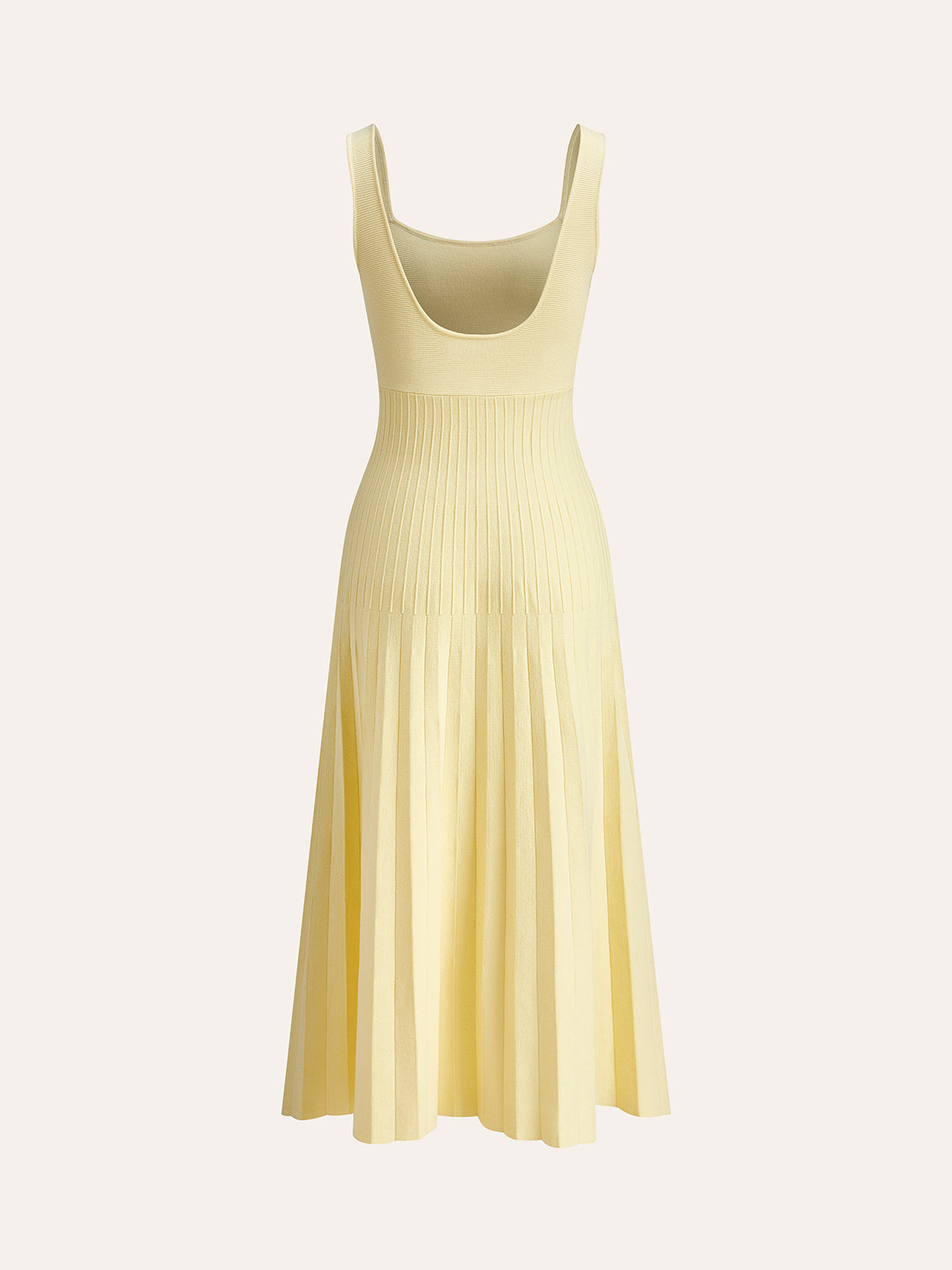 Geribde Gebreide Jurk met Square Neck