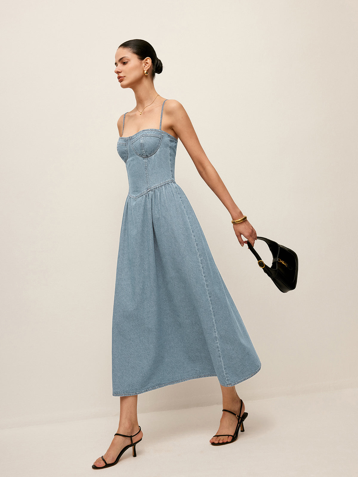 Denim Corset Maxi Jurk – Elegance Editie