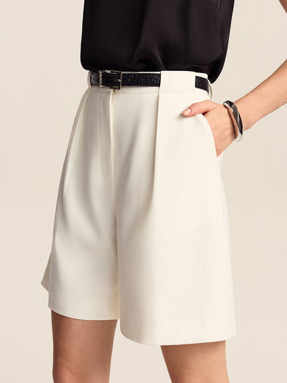 Geplooide Mid-Waist Shorts met Riem