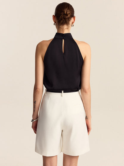 Geplooide Mid-Waist Shorts met Riem