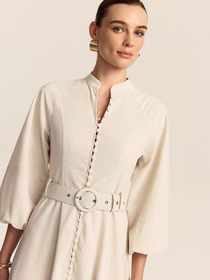 Maxi Jurk met Knoopsluiting en Riem