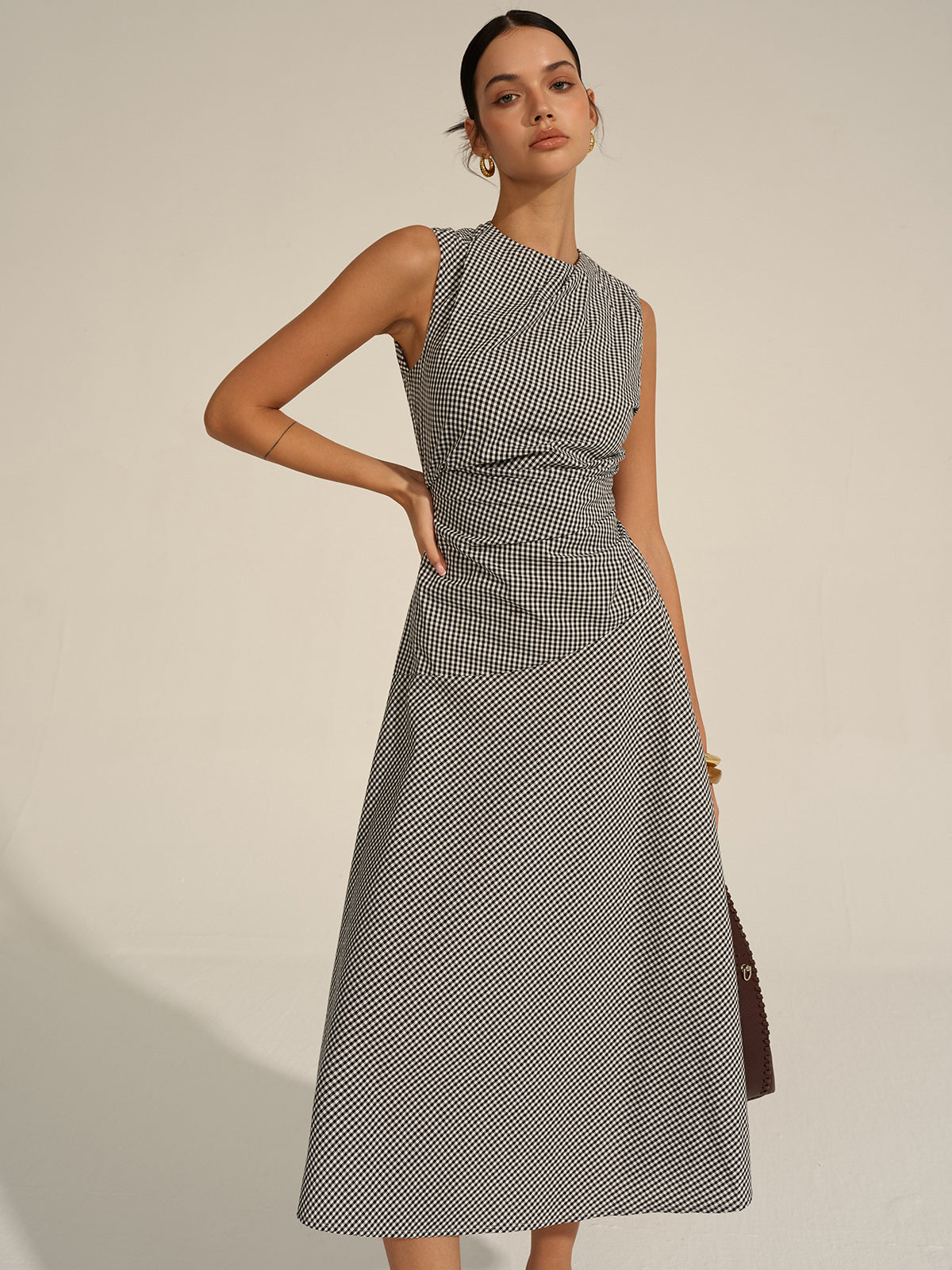 Milano Elegant Midi Jurk met Tailleplooien