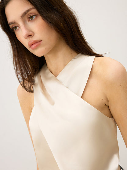Satijnen Cross-Over Collar Tanktop