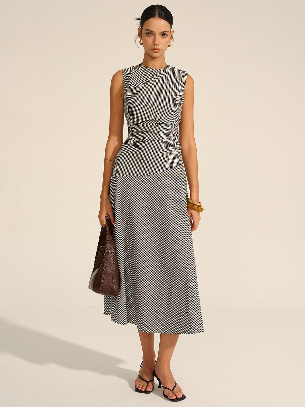 Milano Elegant Midi Jurk met Tailleplooien