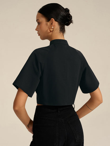 Cropped Blouse met Metalen Details