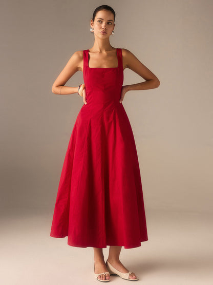 Crimson Grace Gestructureerde Midi Jurk