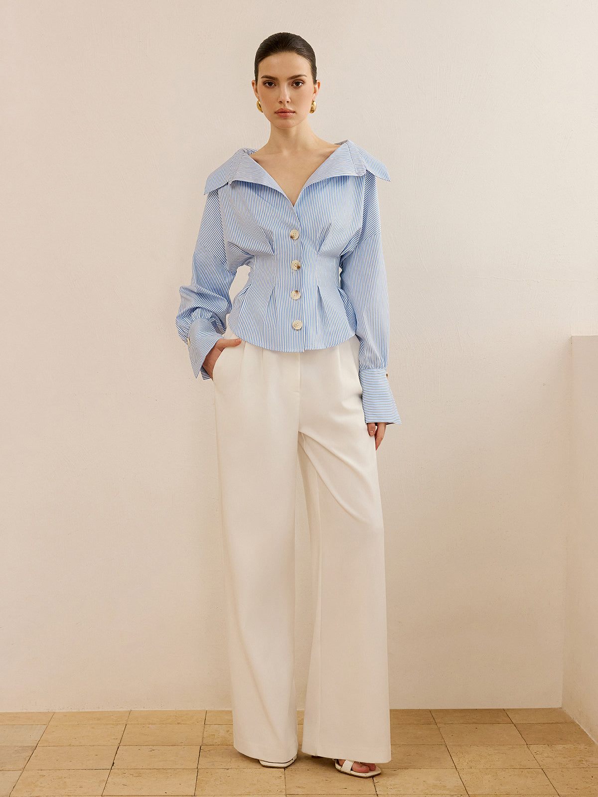 Gestreept Overhemd met Taille Accent