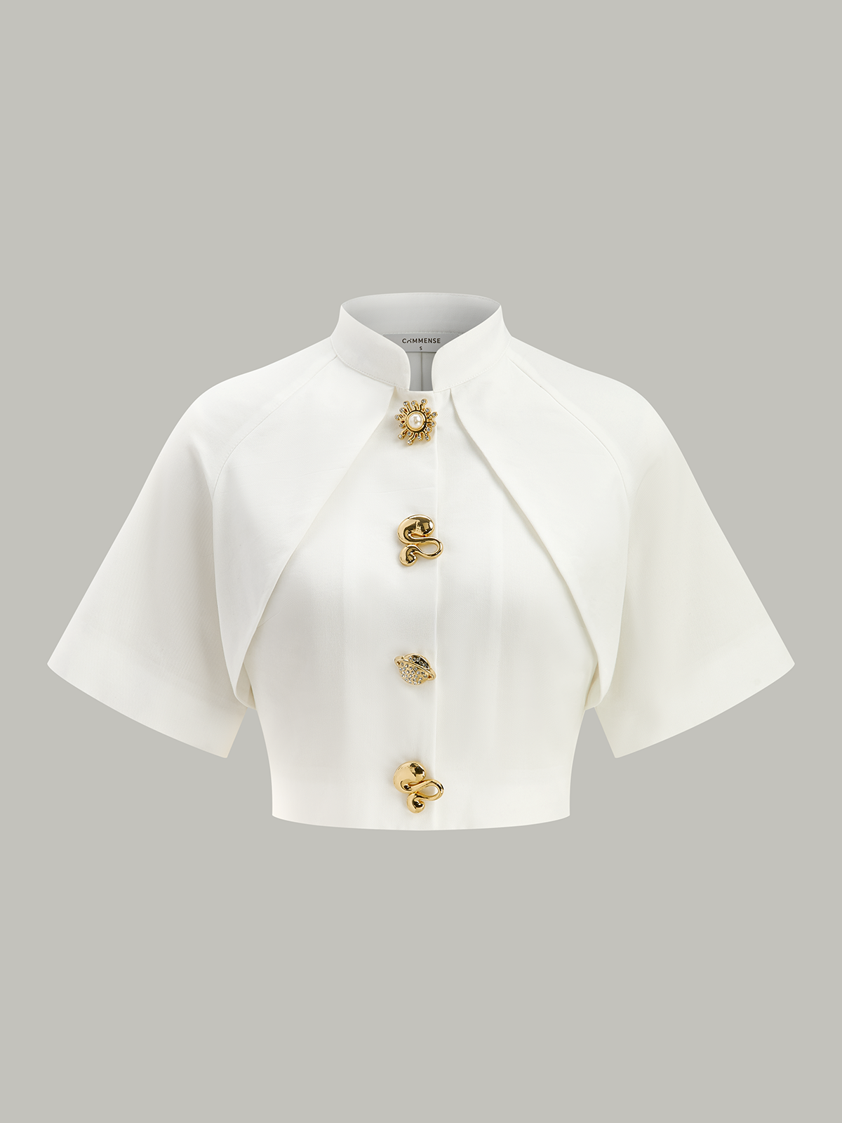 Cropped Blouse met Metalen Details