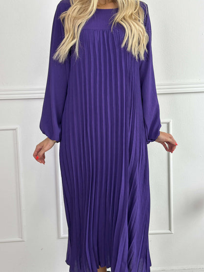 Katrina Long Sleeve - Lange jurk met plooien en zakken