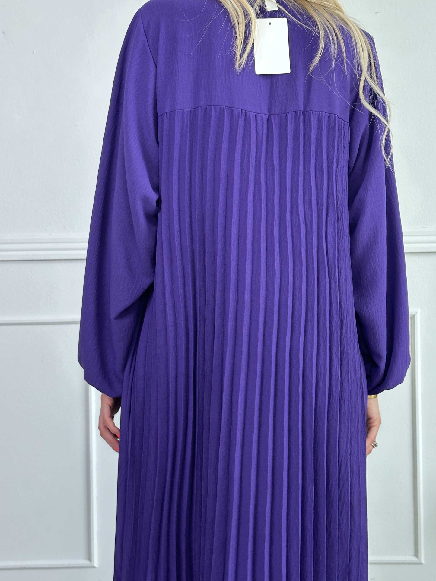 Katrina Long Sleeve - Lange jurk met plooien en zakken