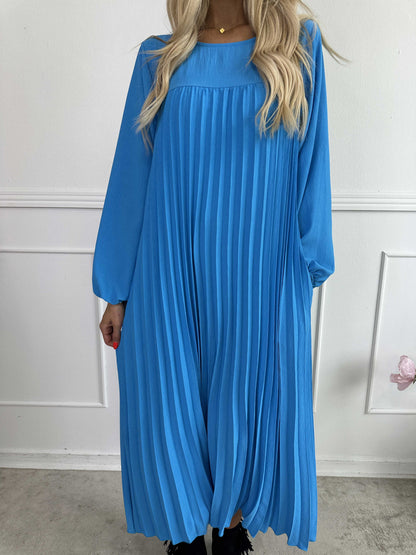 Katrina Long Sleeve - Lange jurk met plooien en zakken