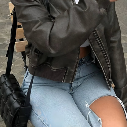 Amira - Leren herfstjas