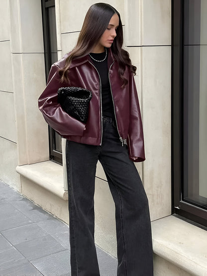 Julia - Leren bomberjas