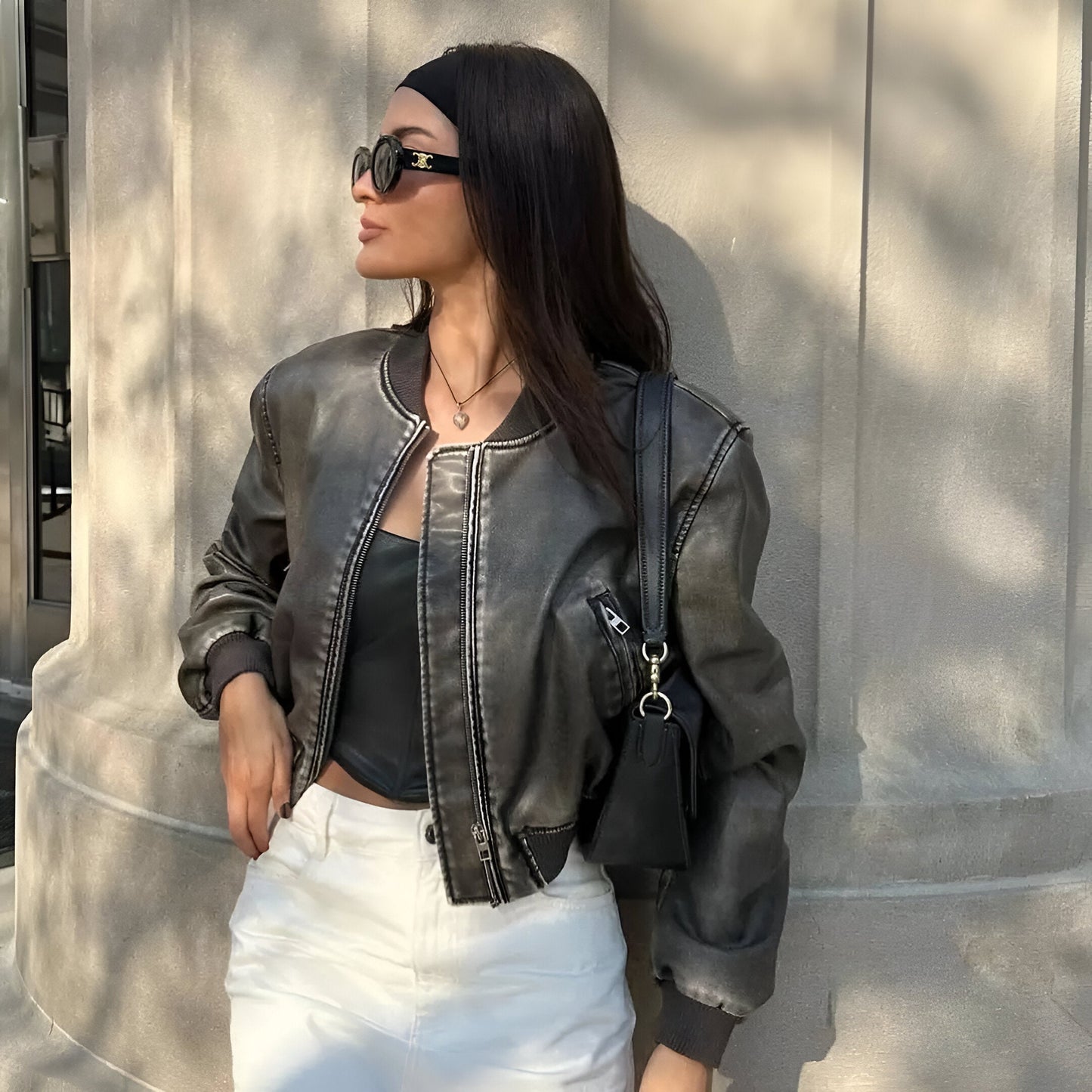 Amira - Leren herfstjas