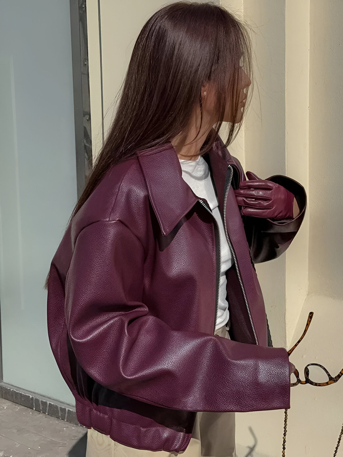 Julia - Leren bomberjas