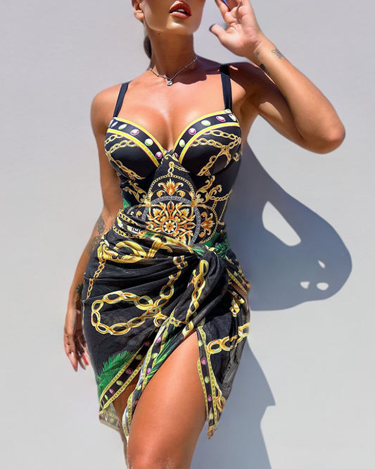 Darius - Eén stuk badpak met push-up effect en bijpassende sarong