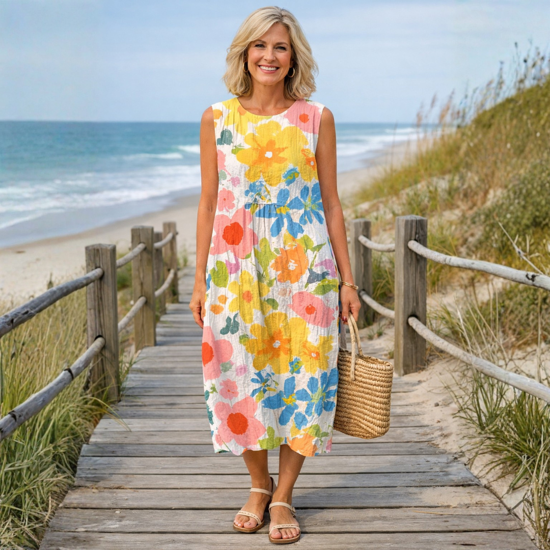 Ella | Midi Jurk Bloemig Pastel