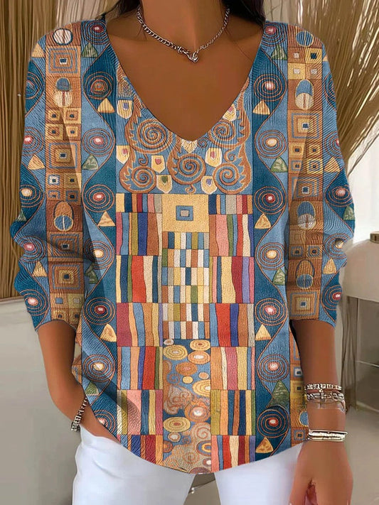 Béatrice – Kleurrijke trui met V-hals