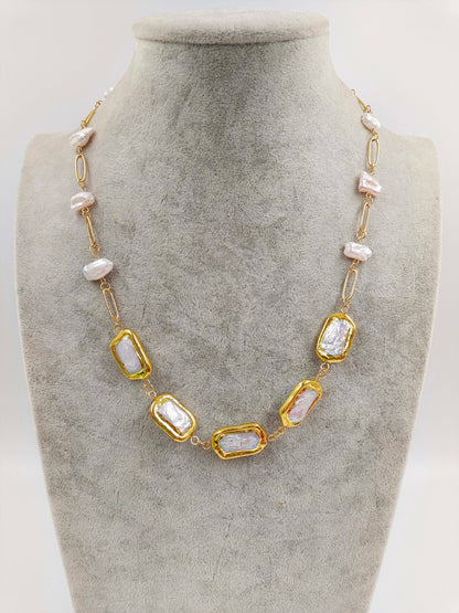 Célestine – Vergulde zoetwaterparelketting