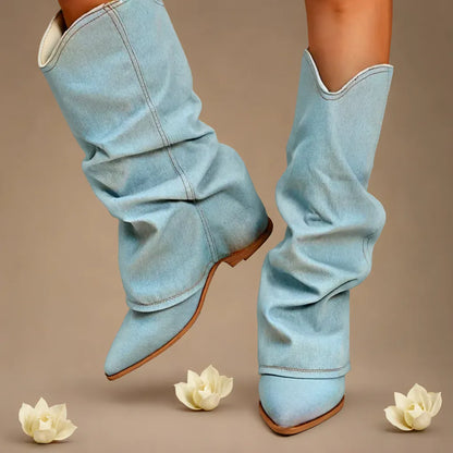 Marion – Denim knielaarzen