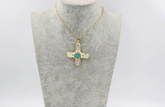 Anaëlle – Vergulde edelsteen hanger